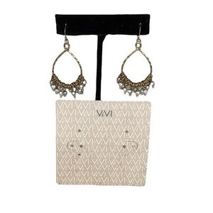 NWT ViVI Elegant Gold Chandelier Fish Hook Earrings